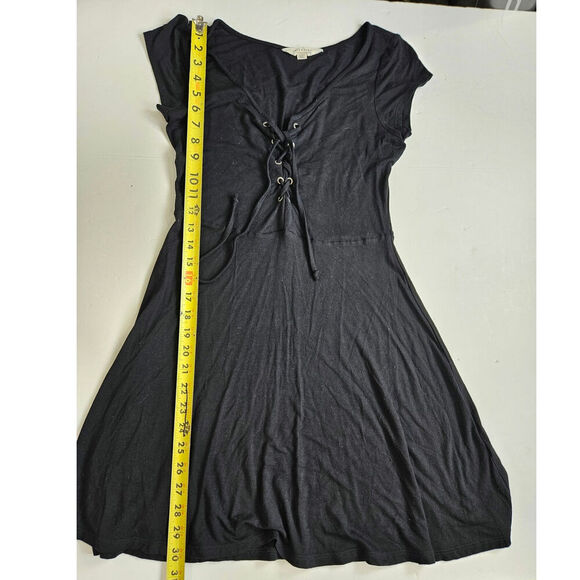 American Eagle Outfitters Soft and Sexy Black Mini Dress Tie Front Medium - Picture 4 of 5